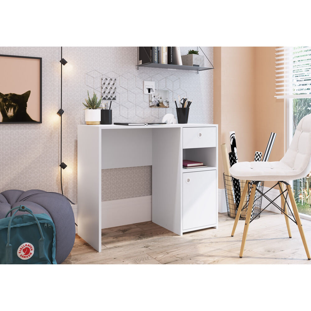 Encontraproduto.com.br - Escrivaninha com 1 Porta e 1 Gaveta Multimóveis CR25234 Branco