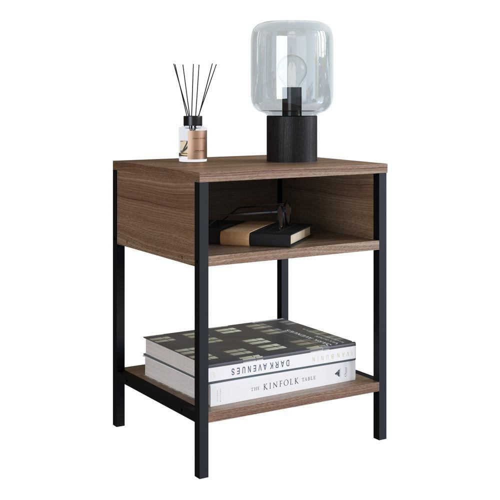 Mesa De Cabeceira Com 1 Nichos E 1 Prateleira Multimóveis Cr35100 Montana/preta Montana/preto