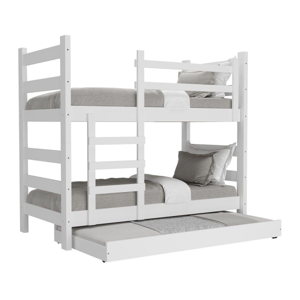 Encontraproduto.com.br - Treliche Madeira Maciça Vira 2 Camas Com Colchões Inclusos Dubai Multimóveis Cr35107 Branco Branco