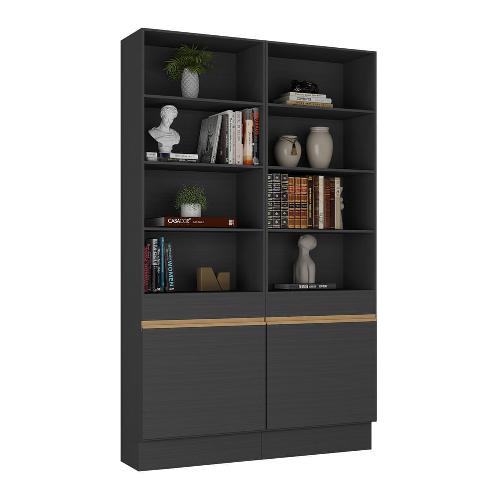 Encontraproduto.com.br - Armário/Estante Escritório 2 Portas Multimóveis MP7000 Preto/Dourado