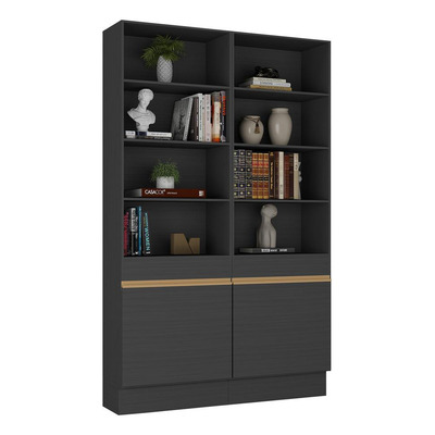 Armário/Estante Escritório 2 Portas Multimóveis MP7000 Preto/Dourado