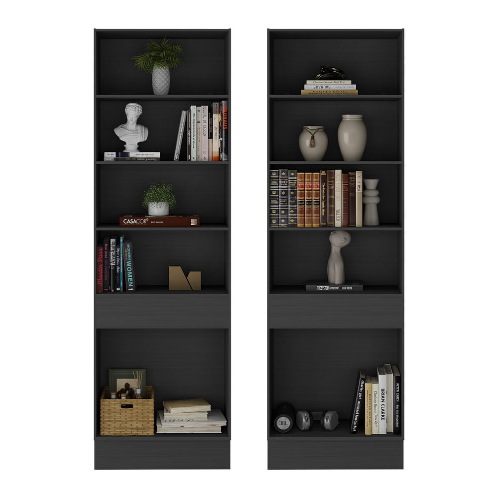 Encontraproduto.com.br - Armário/Estante Escritório 2 Portas Multimóveis MP7000 Preto/Dourado