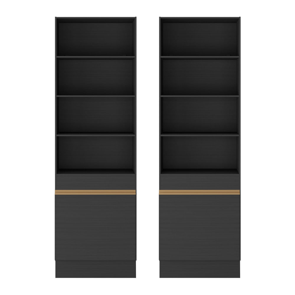 Encontraproduto.com.br - Armário/Estante Escritório 2 Portas Multimóveis MP7000 Preto/Dourado