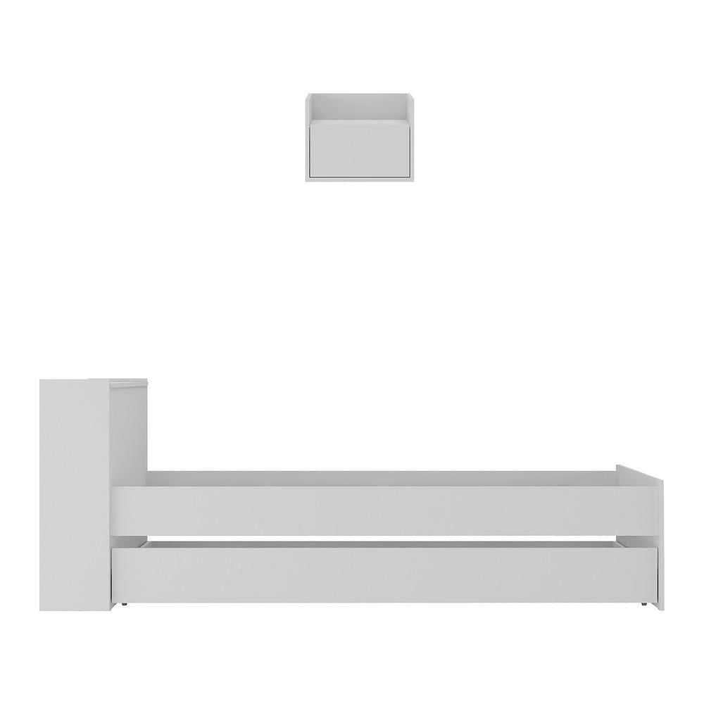 Conjunto Quarto Bicama Com Baú E Mesa De Cabeceira Suspensa Multimóveis Mp4119 Branco Branco