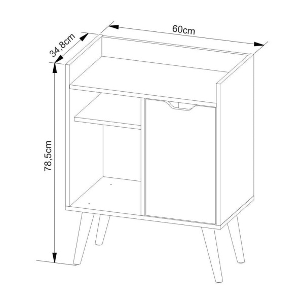 Encontraproduto.com.br - Aparador Retrô 60cm com 1 Porta Multimóveis CR50063 Preto