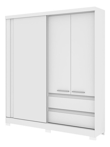 Guarda-roupas 3 Portas E 2 Gavetas Multimóveis Cr35124 Cor Branco/Branco 3D