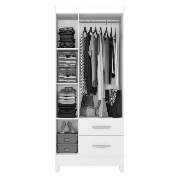 Encontraproduto.com.br - Guarda-Roupas 3 Portas 2 Gavetas com Espelho Multimóveis CR35142 Canelato Rústico/Natura Off White