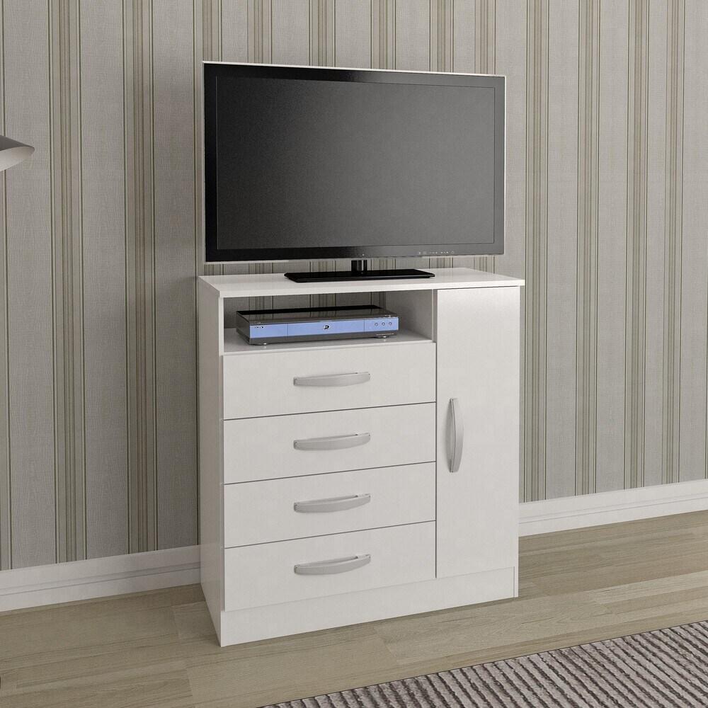 Encontraproduto.com.br - Cômoda 80cm 4 Gavetas 1 Porta Multimóveis Cr35150 Cor Branco