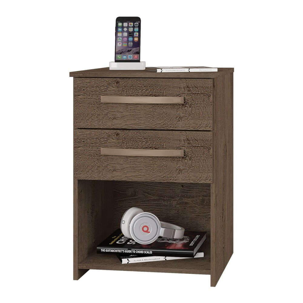 Encontraproduto.com.br - Mesa De Cabeceira Com 2 Gavetas Multimóveis Cr35151 Mocaccino Rústico Mocaccino Rústico