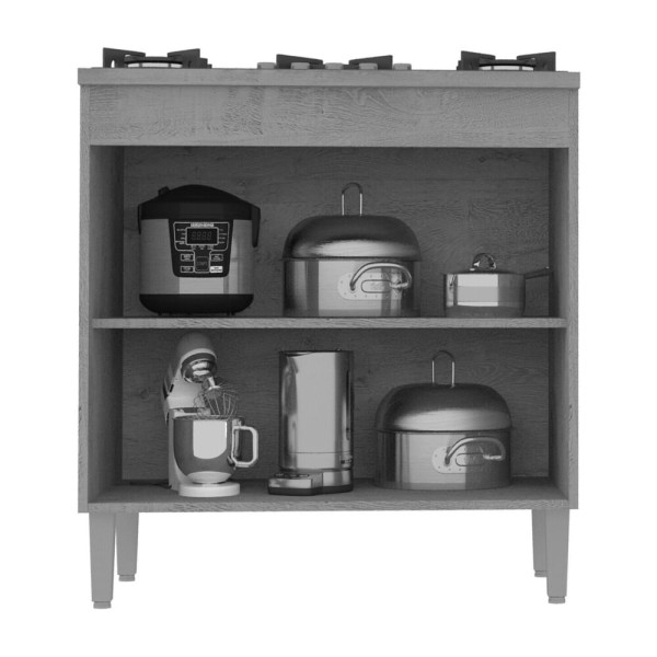 Encontraproduto.com.br - Balcão Cozinha para Cooktop com 2 Portas Multimóveis CR20102 Canelato Rústico/Natura Off White