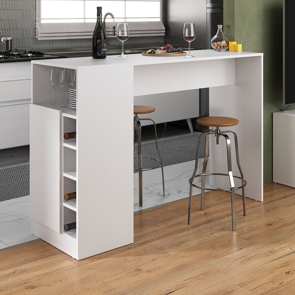Encontraproduto.com.br - Bancada Balcão/Mesa de Cozinha com Adega e 1 Porta Multimóveis MP2144 Branco