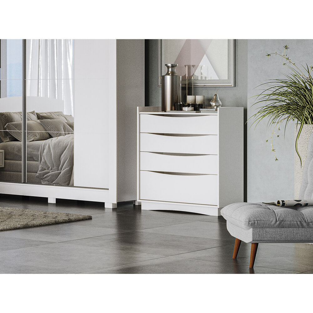 Encontraproduto.com.br - Cômoda Com 4 Gavetas Multimóveis Cr35152 Branco Branco