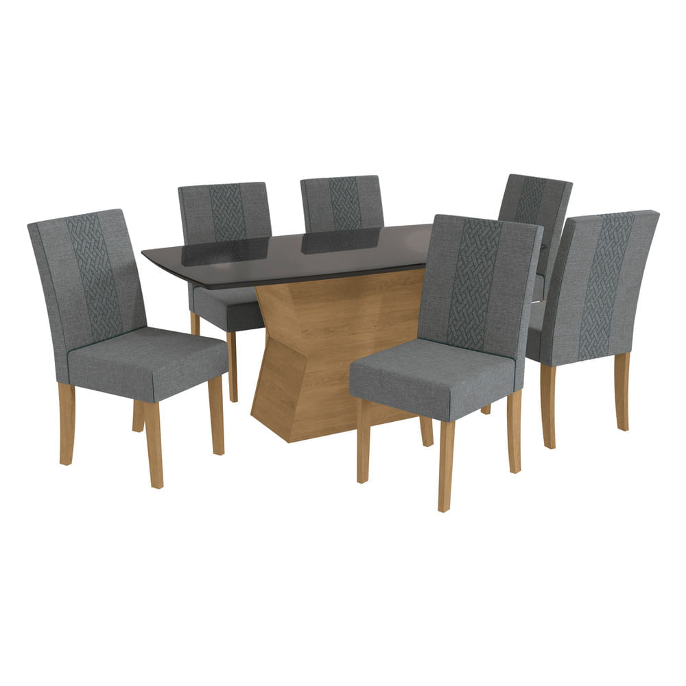 Conjunto Mesa De Jantar 170cm Com 6 Cadeiras Multimóveis Cr50065 Freijó/preto Freijó/preto