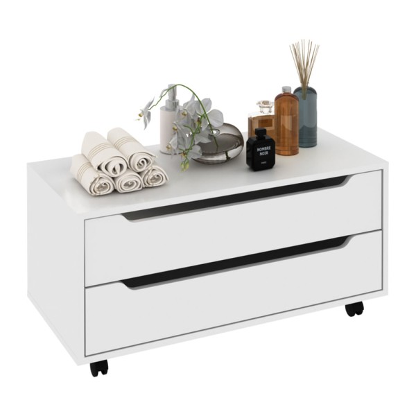 Encontraproduto.com.br - Gabinete Banheiro 80cm 2 Gavetas Retrô Com Rodízios Multimóveis Cr10121 Branco Branco