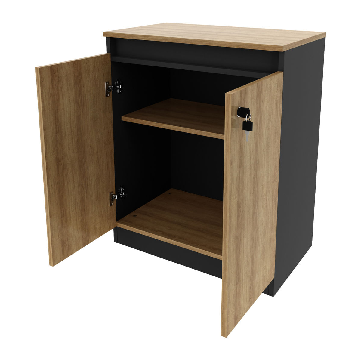 Encontraproduto.com.br - Balcão Escritório com Chave Multimóveis CR25046 Amêndoa/Preto