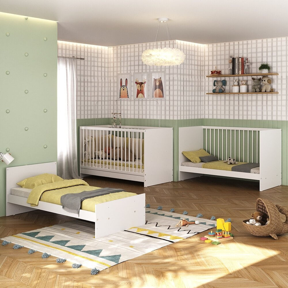 Encontraproduto.com.br - Berço 3 em 1 para Colchão 60 x 130 cm Multimóveis MP0527G Branco