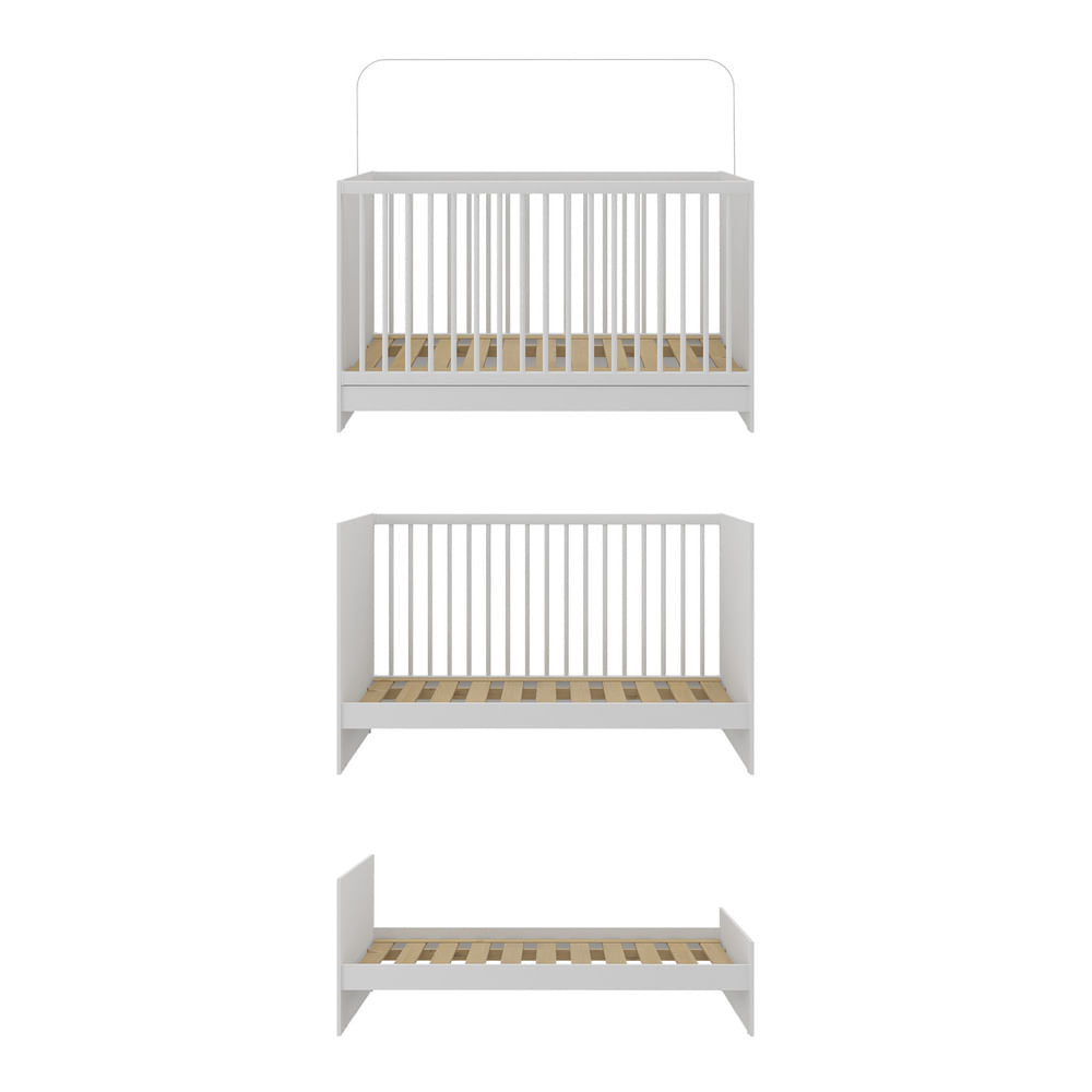 Encontraproduto.com.br - Berço 3 em 1 para Colchão 60 x 130 cm Multimóveis MP0527G Branco