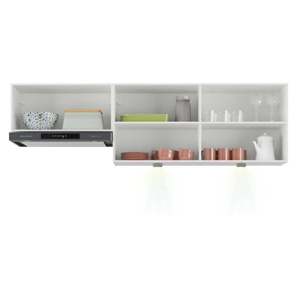 Encontraproduto.com.br - Kit 2 Armários De Cozinha Aéreos 3 Portas Com Leds Veneza Multimóveis Mp2146 Branco/dourado Branco/dourado