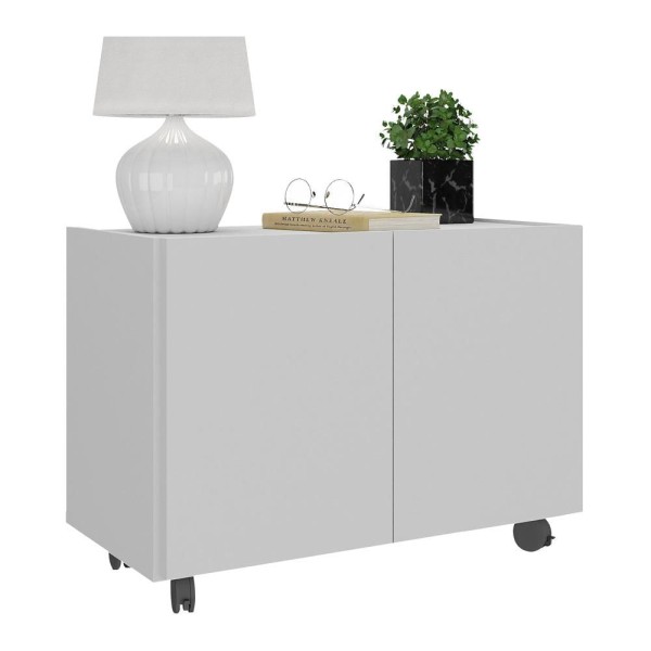 Encontraproduto.com.br - Mesa de Cabeceira com Rodízios 2 Portas Multimóveis MP4131 Branca