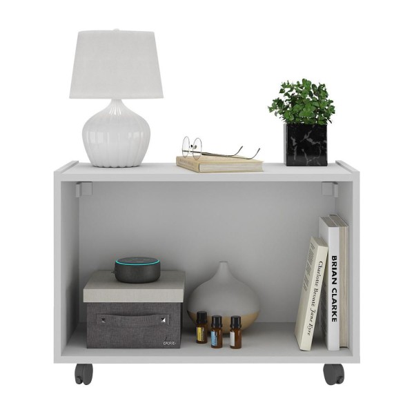 Encontraproduto.com.br - Mesa de Cabeceira com Rodízios 2 Portas Multimóveis MP4131 Branca