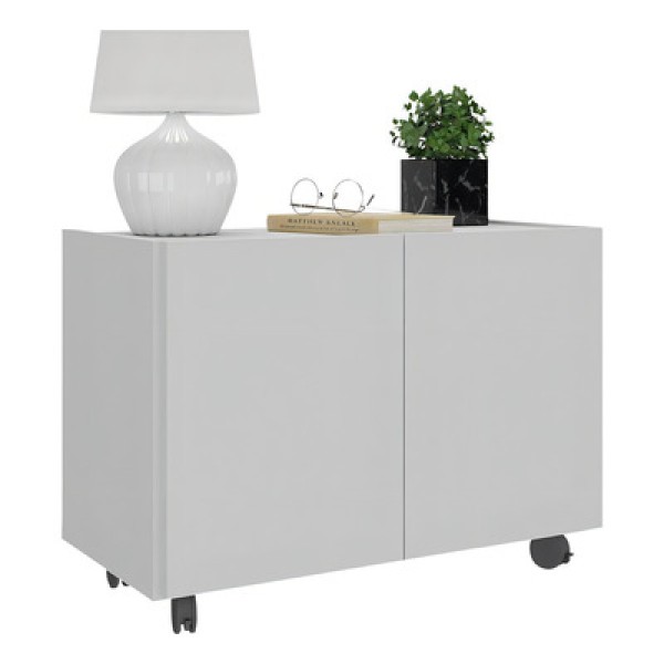 Mesa de Cabeceira com Rodízios 2 Portas Multimóveis MP4131 Branca