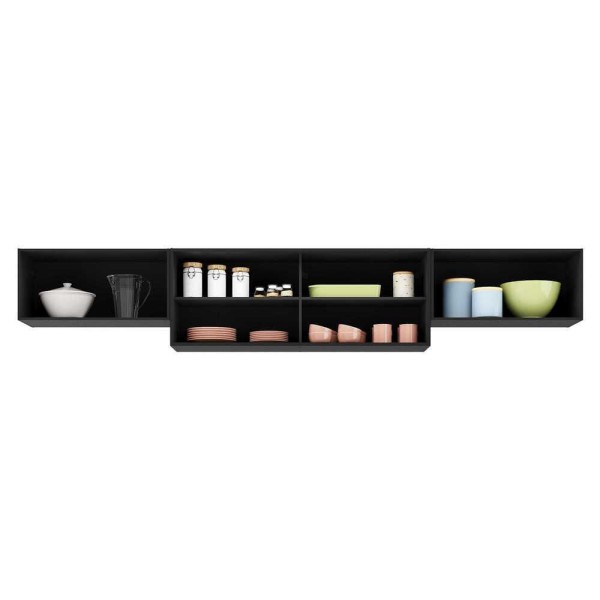 Encontraproduto.com.br - Kit 3 Armários de Cozinha Aéreos 4 Portas Veneza Multimóveis MP2152 Preto