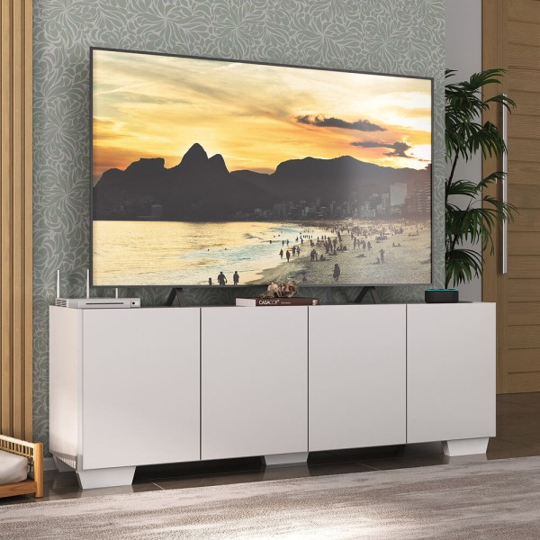 Encontraproduto.com.br - Rack Para Tv Até 50 Polegadas Com 4 Portas Multimóveis Mp1072 Branco Branco