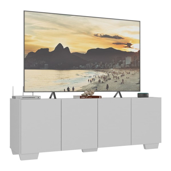 Encontraproduto.com.br - Rack Para Tv Até 50 Polegadas Com 4 Portas Multimóveis Mp1072 Branco Branco