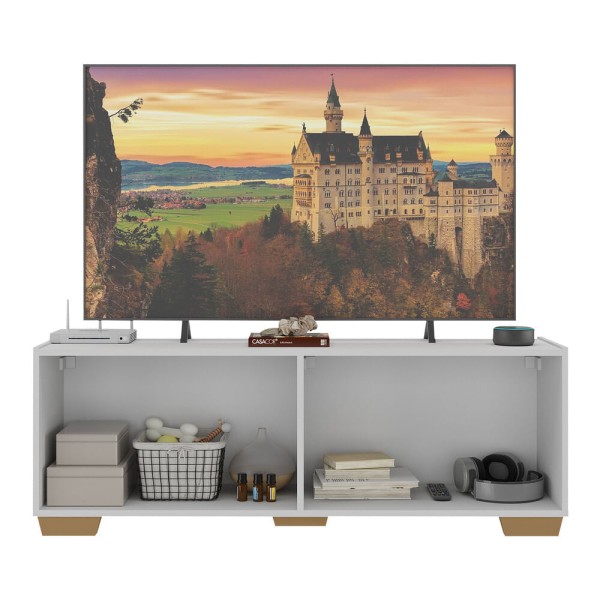 Encontraproduto.com.br - Rack para TV até 50 Polegadas com 4 Portas Multimóveis MP1072 Branco/Natural
