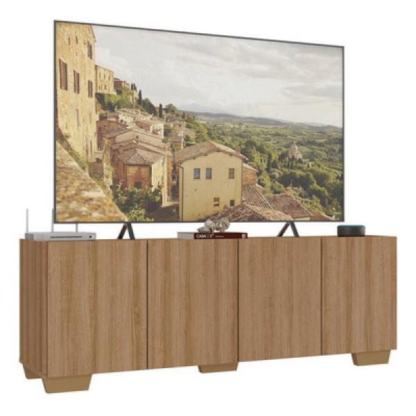 Encontraproduto.com.br - Rack para TV até 50 Polegadas com 4 Portas Multimóveis MP1072 Branco/Natural