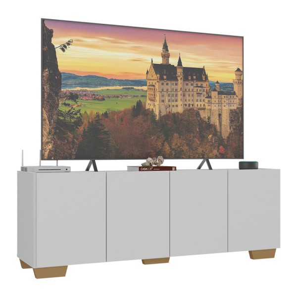 Encontraproduto.com.br - Rack para TV até 50 Polegadas com 4 Portas Multimóveis MP1072 Branco/Natural
