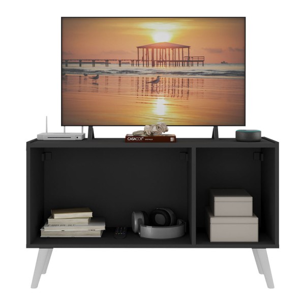 Encontraproduto.com.br - Rack Retrô Para Tv Até 32 Polegadas Com 3 Portas Multimóveis Mp1067 Preto Preto
