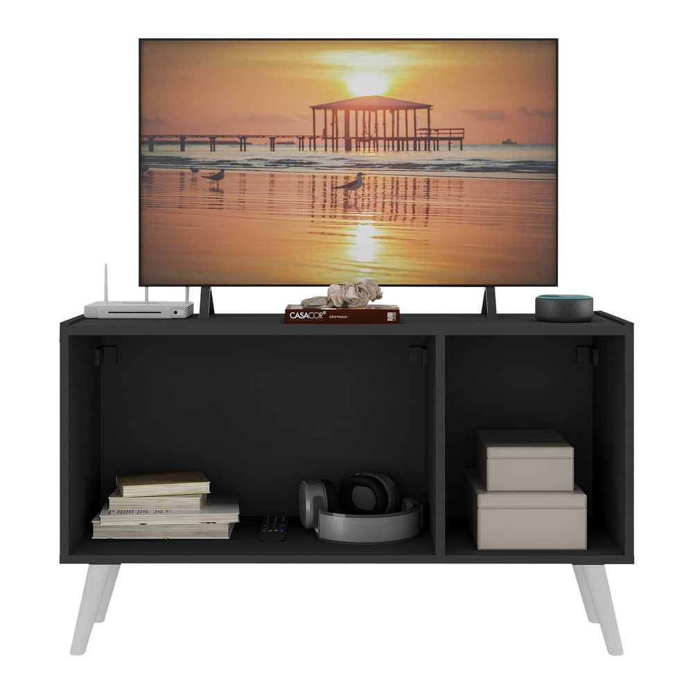 Encontraproduto.com.br - Rack Retrô para TV até 32 Polegadas com 3 Portas Multimóveis MP1067 Preto/Branco