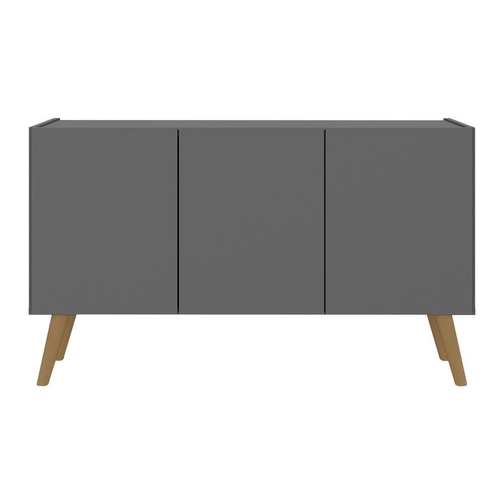 Encontraproduto.com.br - Rack Retrô Para Tv Até 32 Polegadas Com 3 Portas Multimóveis Mp1067 Grafite/natural Grafite/natural