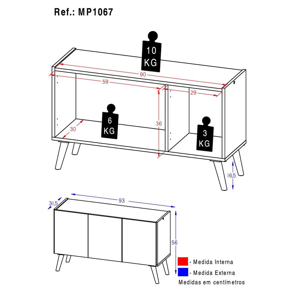 Encontraproduto.com.br - Rack Retrô Para Tv Até 32 Polegadas Com 3 Portas Multimóveis Mp1067 Grafite/natural Grafite/natural