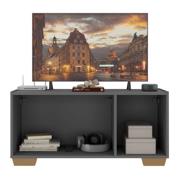 Encontraproduto.com.br - Rack Para Tv Até 32 Polegadas Com 3 Portas Multimóveis Mp1068 Grafite/natural Grafite/natural