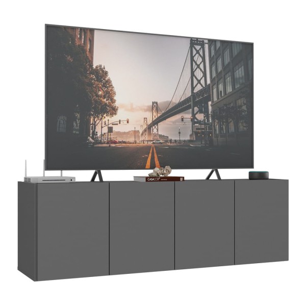 Encontraproduto.com.br - Rack Para Tv Até 50 Polegadas Com 4 Portas Suspenso Multimóveis Mp1070 Grafite Grafite