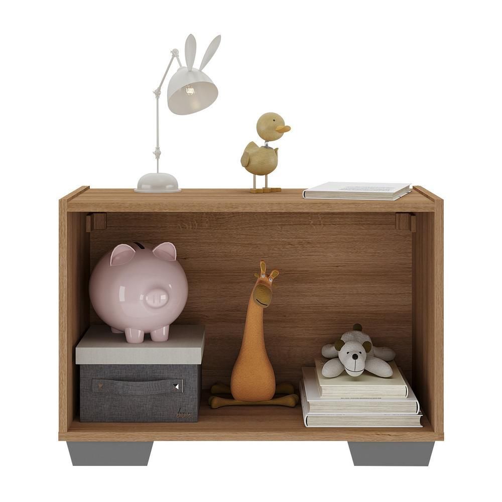 Encontraproduto.com.br - Mesa de Cabeceira com Pés 2 Portas Multimóveis MP4134 Rustic/Cinza