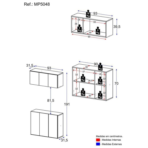 Encontraproduto.com.br - Conjunto Gabinete de Banheiro e Armário Aéreo 3 Portas Multimóveis MP5048 Preto