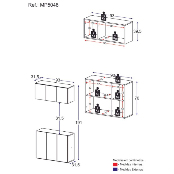 Encontraproduto.com.br - Conjunto Gabinete de Banheiro e Armário Aéreo 3 Portas Multimóveis MP5048 Preto