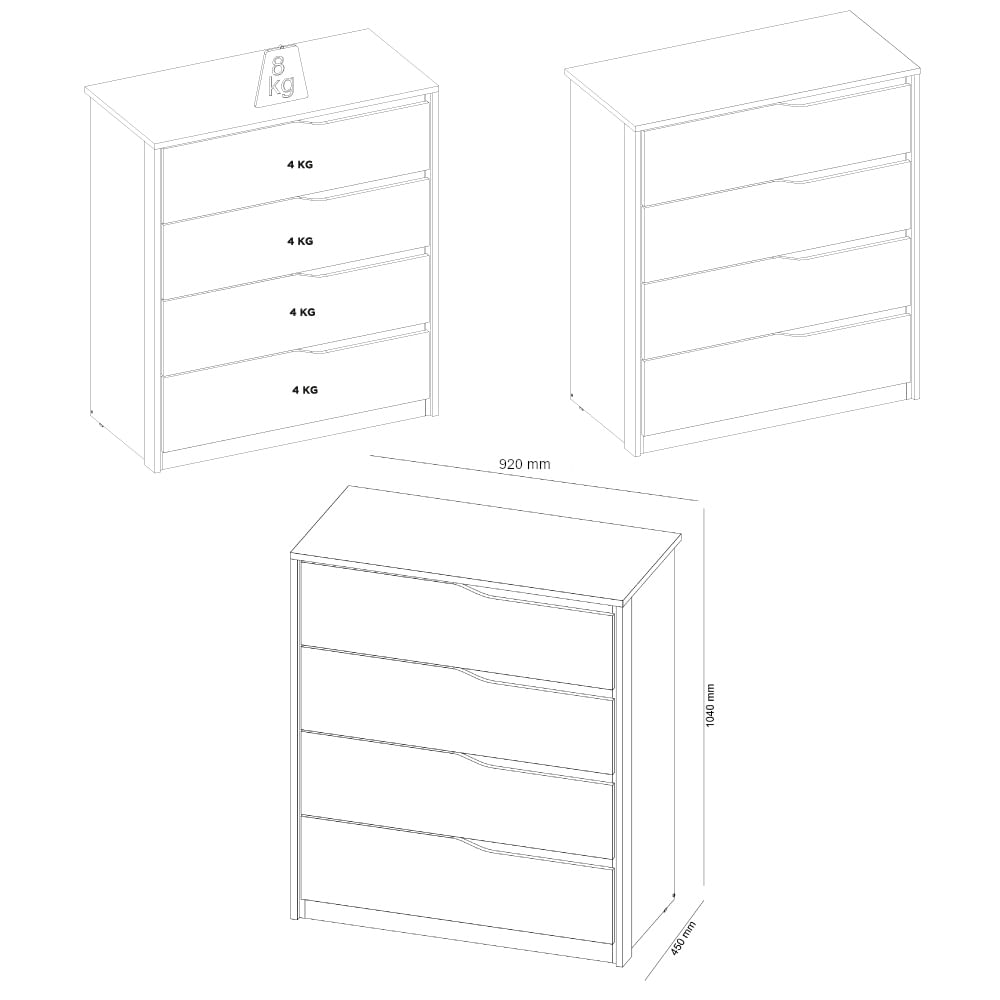Encontraproduto.com.br - Cômoda Com 4 Gavetas Multimóveis Cr40113 Cor Amêndola