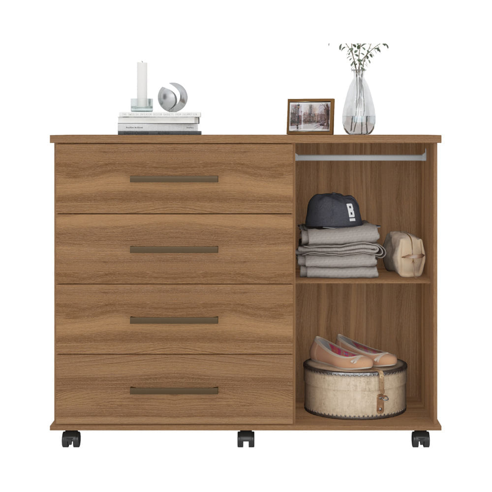 Encontraproduto.com.br - Cômoda 1 Porta e 4 Gavetas com Rodízios Multimóveis CR40114