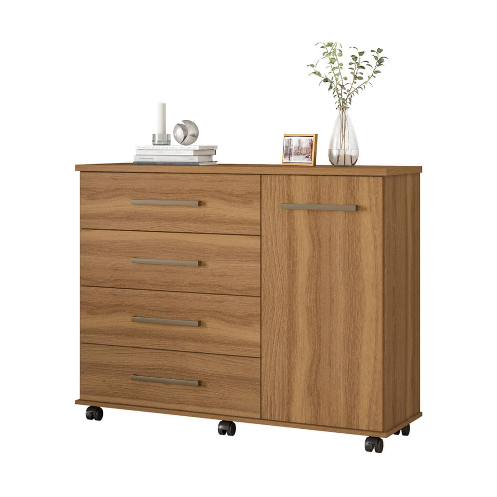 Encontraproduto.com.br - Cômoda 1 Porta e 4 Gavetas com Rodízios Multimóveis CR40114