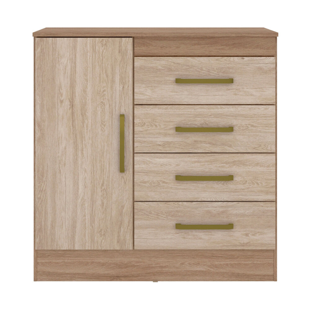Encontraproduto.com.br - Cômoda com 1 Porta e 4 Gavetas Multimóveis CR40115 Nogal/Vanilla