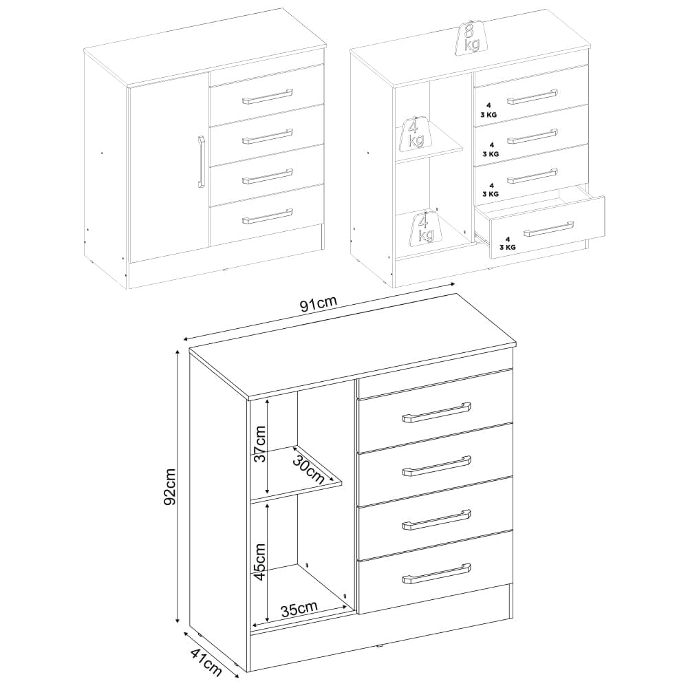 Encontraproduto.com.br - Cômoda com 1 Porta e 4 Gavetas Multimóveis CR40115 Nogal/Vanilla