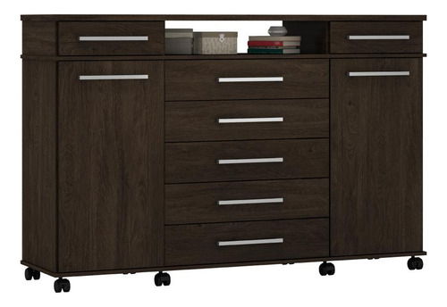 Encontraproduto.com.br - Cômoda 2 Portas 7 Gavetas com Rodízios Multimóveis CR40117 Branco