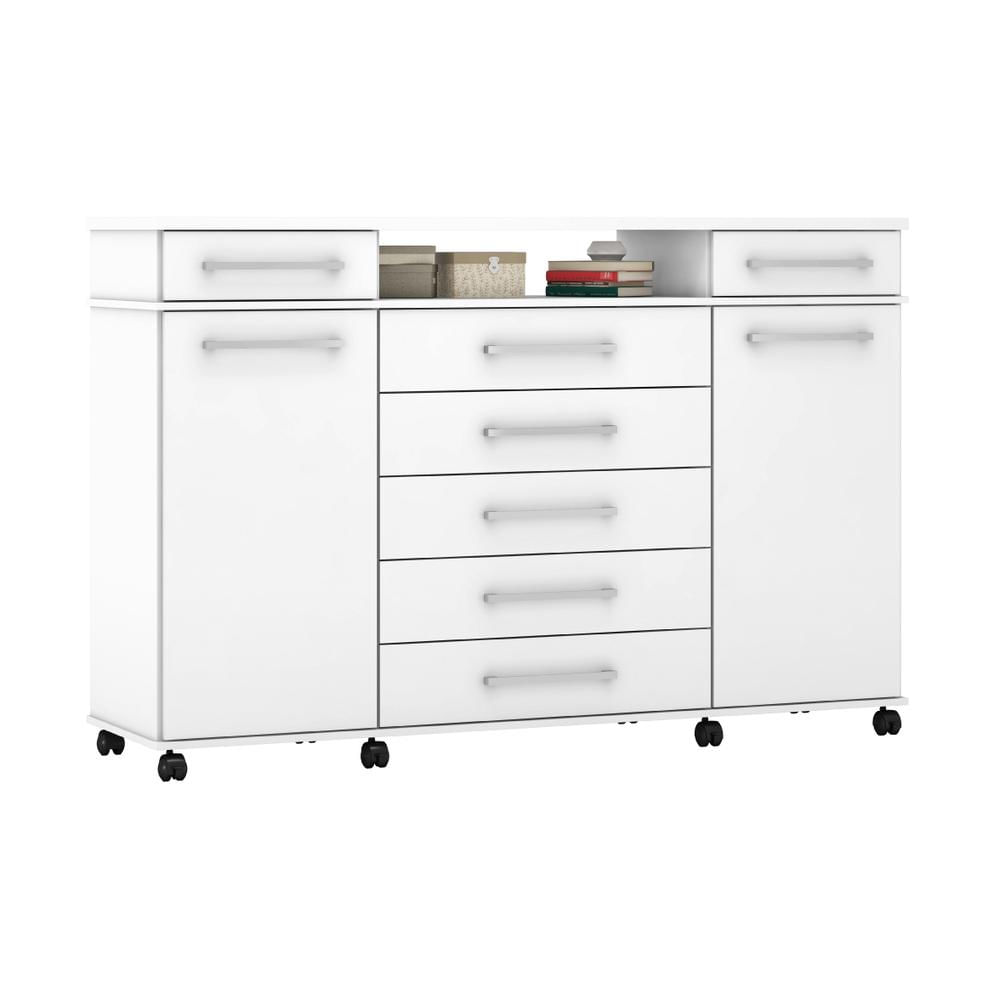 Encontraproduto.com.br - Cômoda 2 Portas 7 Gavetas com Rodízios Multimóveis CR40117 Branco
