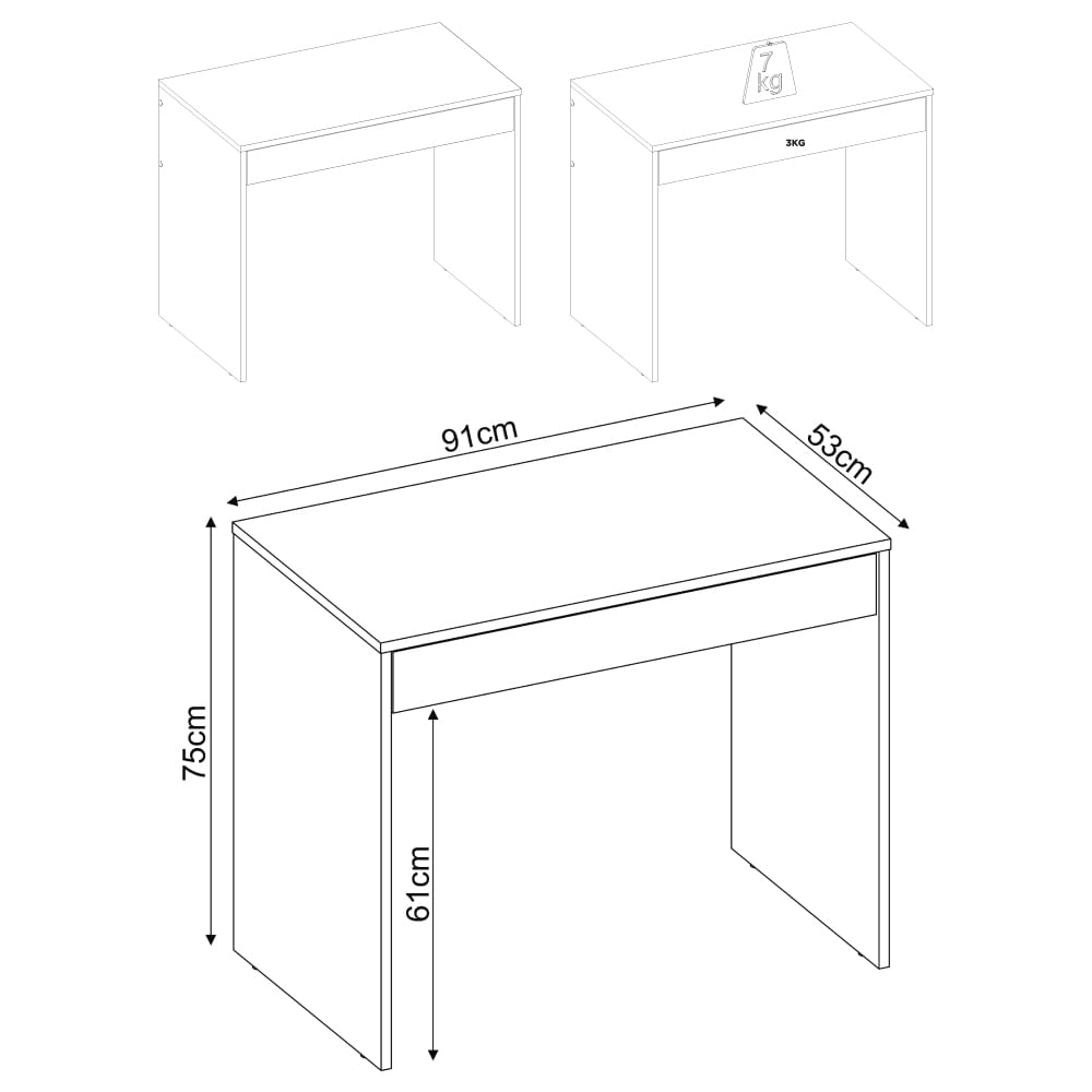 Encontraproduto.com.br - Escrivaninha com Gaveta 91cm Multimóveis CR25267 Branco