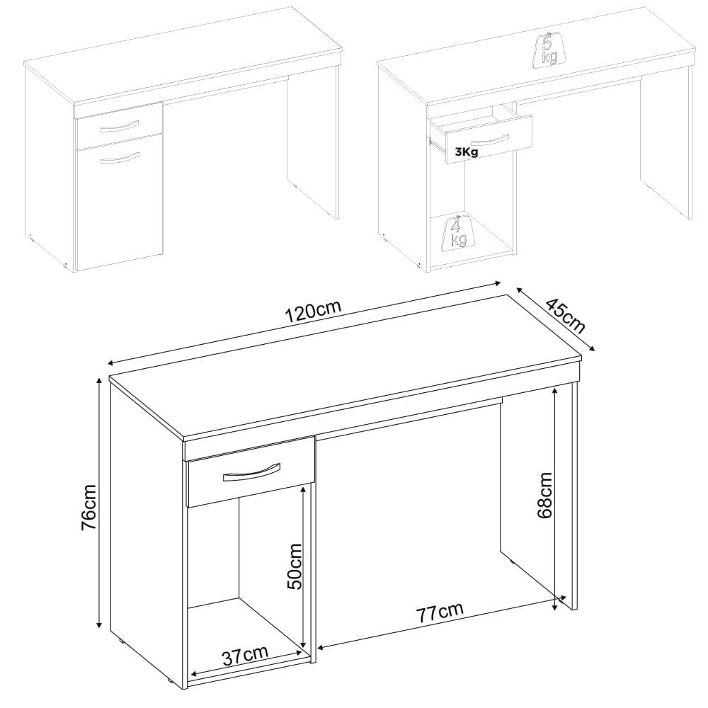 Encontraproduto.com.br - Escrivaninha Com 1 Porta E 1 Gaveta Multimóveis Cr25268 Nogal Nogal