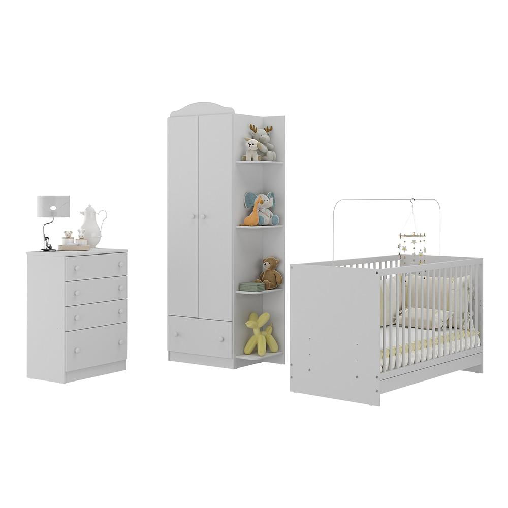 Encontraproduto.com.br - Quarto de Bebê Completo com Berço 3 em 1 Multimóveis MP4145 Branco